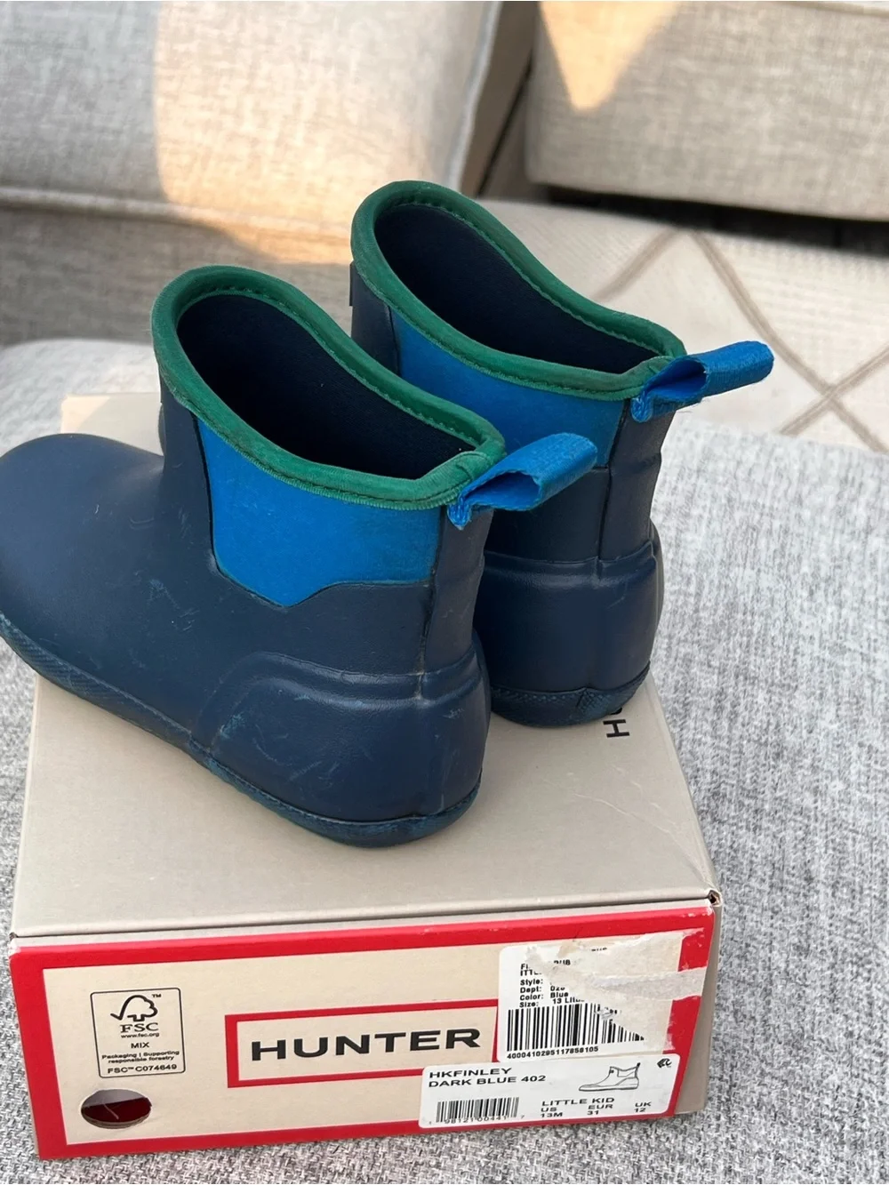 Hunter Kids Navy Blue Rain Chelsea Boots